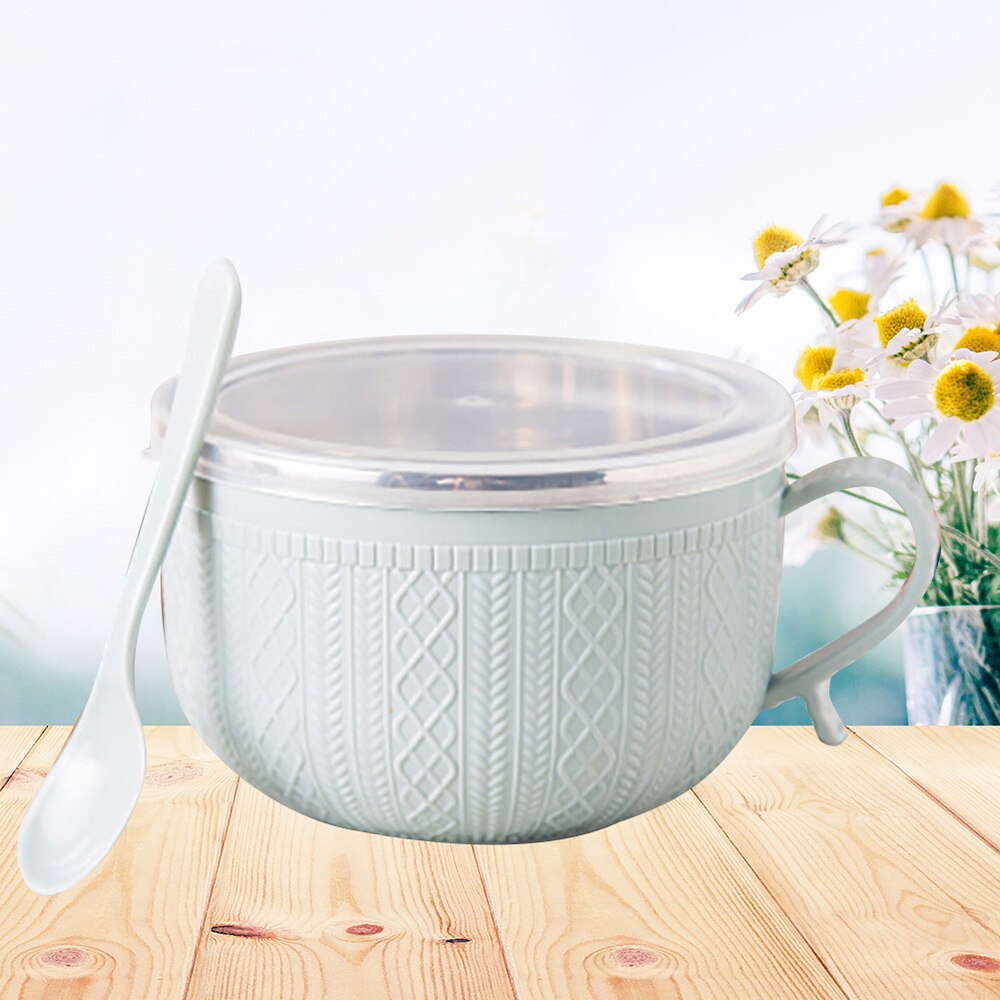 1pc Lunch Box Double layers Stainless Steel Thermal Insulation Bento Box Food Storage Container Lunch Box with Handle and Spoon: Picture 2