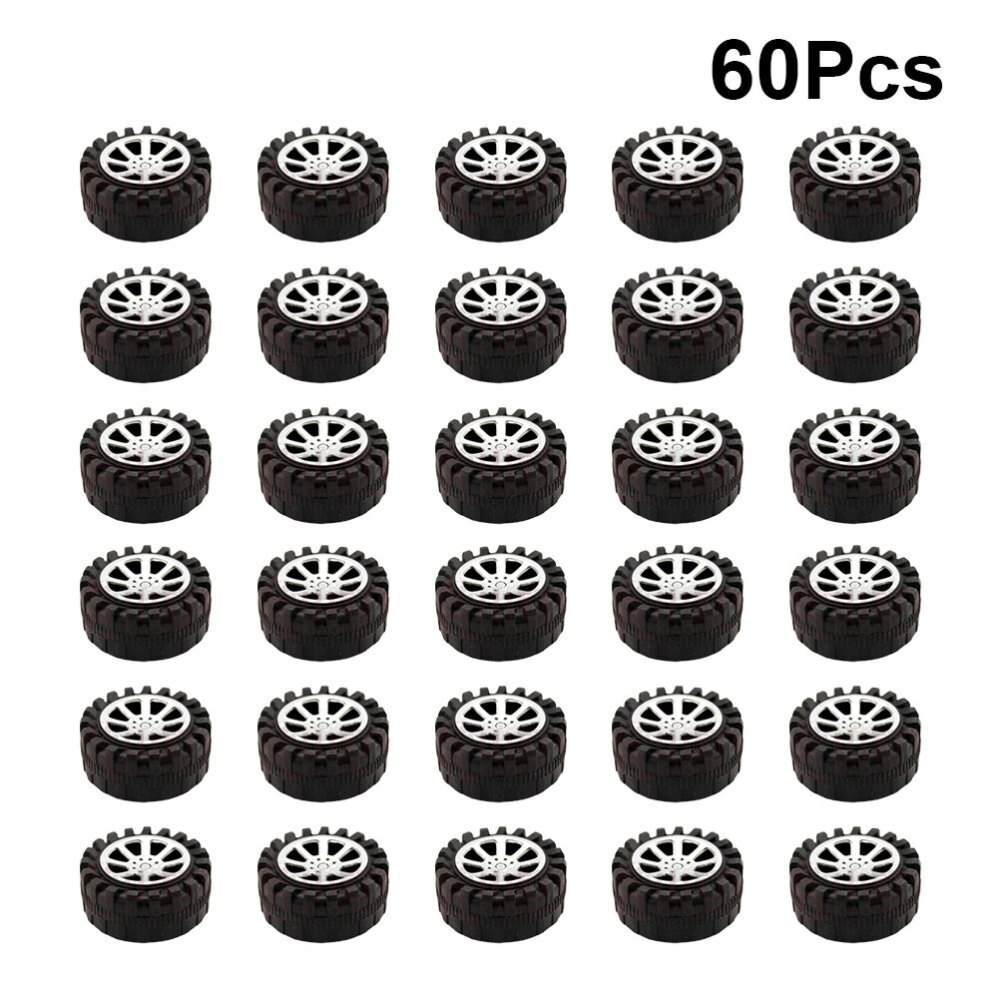 30 Pcs Wheels Model Plastic Car Acessories Toy Wheels Desktop Ornament for Home
