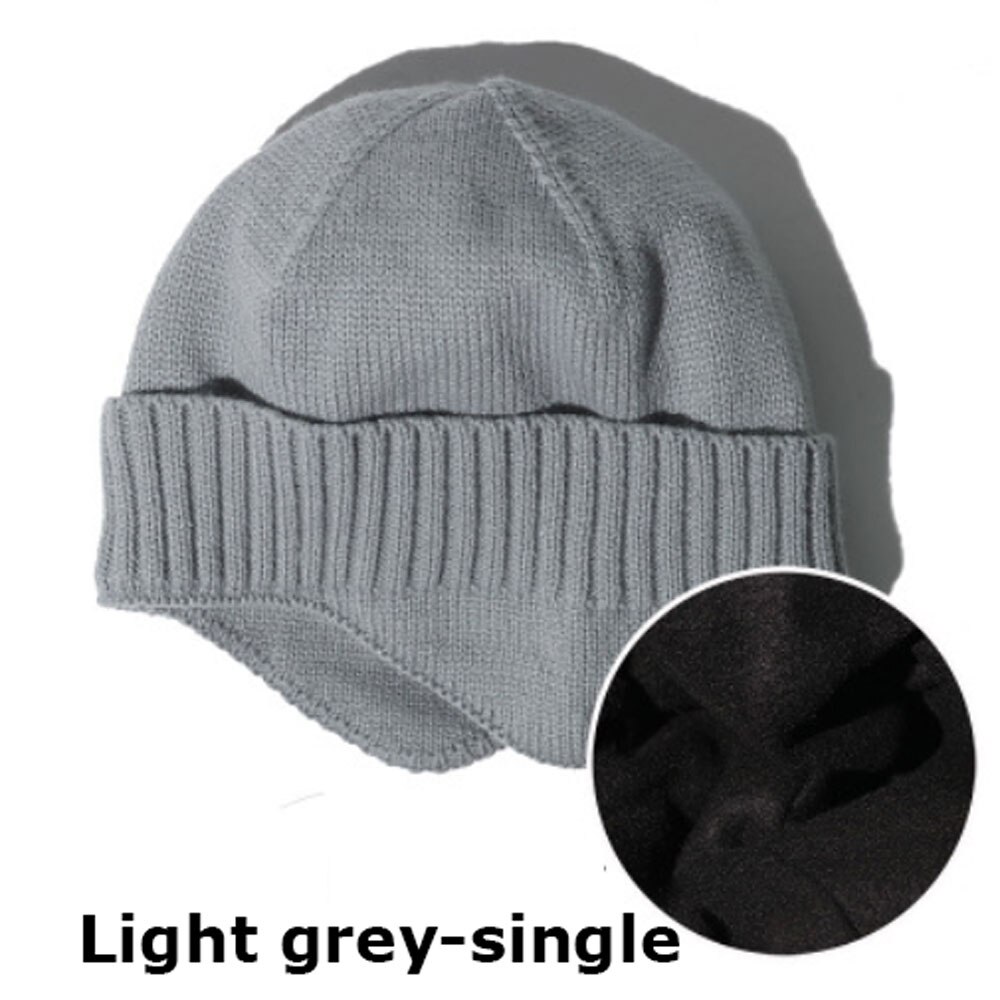 Bonnets de Ski à la pour hommes et femmes, en tricot, pour l'extérieur, extensibles, décontractés, doux et chauds, hiver: Light grey double