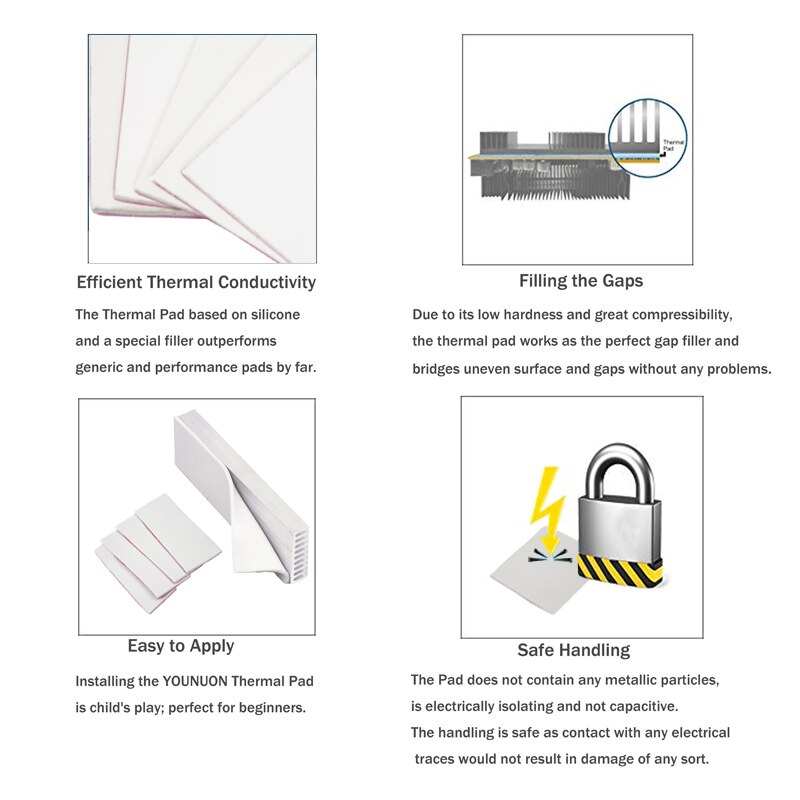 72 stk silikon 15 x 15mm termisk pute 0.5/1/1.5/2mm tykkelse gpu cpu kjøleribbe kjøling ledende silikonpute