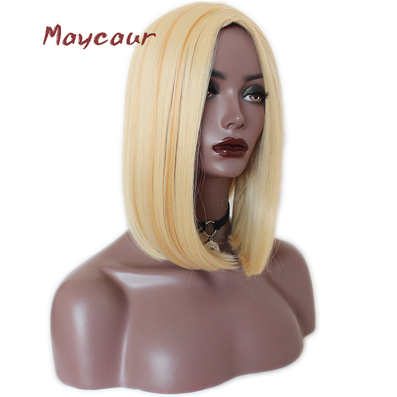 Maycaur Blonde/Oranje Bob Pruiken Voor Zwarte Vrouwen Korte Rechte Synthetisch Haar Pruik