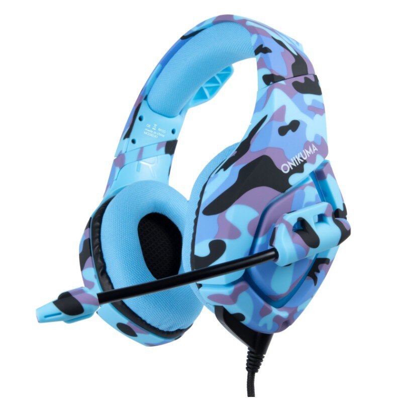 Grensoverschrijdende onikuma oortelefoon K1 camouflage oortelefoon pc PS3 PS4 game headset Xbox Op: Blauw