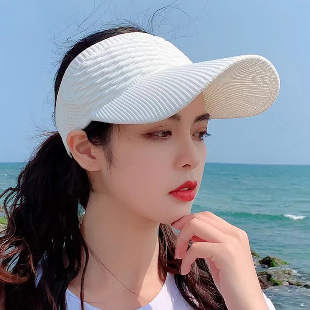 1pc Women Anti-UV Sun Hats Breathable Adjustable Empty Top Visor Caps for Tennis Golf Running Travel Beach Sport Outdoor Hat