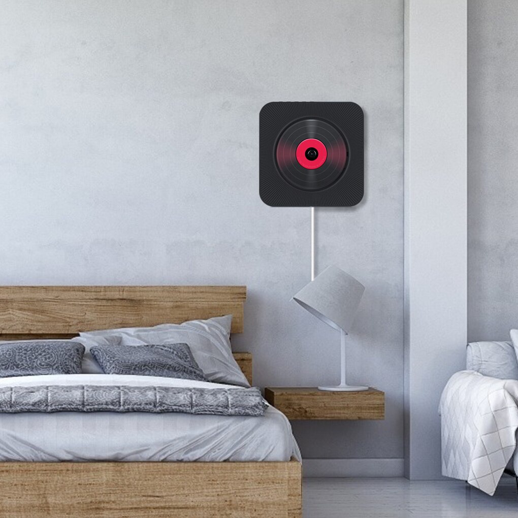 CD Player Wall-mounted Bluetooth Portable Wireless Home Audio Boombox with Remote Control FM Radio Built-in HiFi Speakers USB