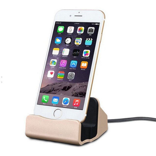 Dock Station IOS Charging Stand for Apple IPhone 11 Pro Max XS XR X 7 8 6S Plus Dockingstation Phone Docking Usb Charger Holder: Gold
