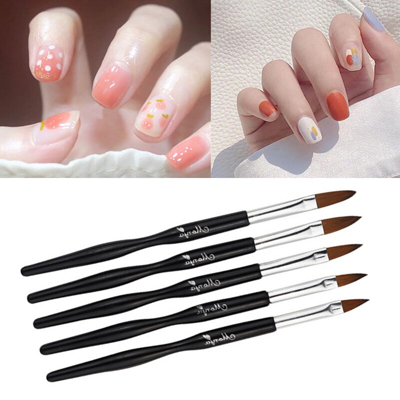 Juego de pinceles para uñas, pluma de doble punta, pincel para difuminado, pintura, Gel acrílico, herramienta de manicura artística