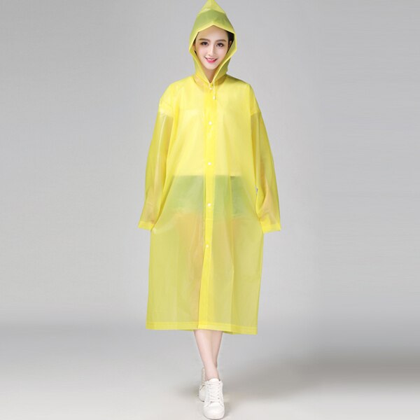 Manteau de pluie Transparent pour femme, imperméable, épais, Transparent, à la , pour le Camping: YELLOW