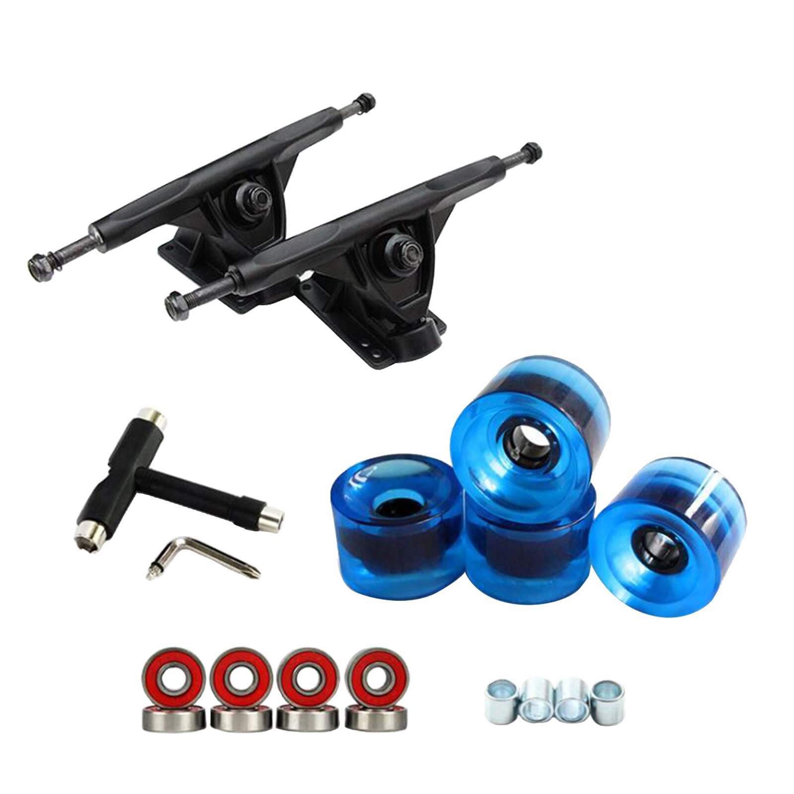 Solide Skateboard Lkw Rad Reparatur Multi-tools Installieren Montage Lager Skateboard Longboard Räder Roller Reparatur Werkzeuge: Black Clear Blue