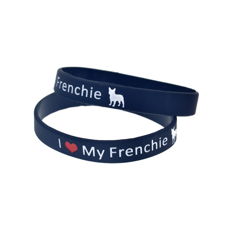 1Pc I Liefde Mijn Frenchie Bull Terrier Siliconen Armband Zwart