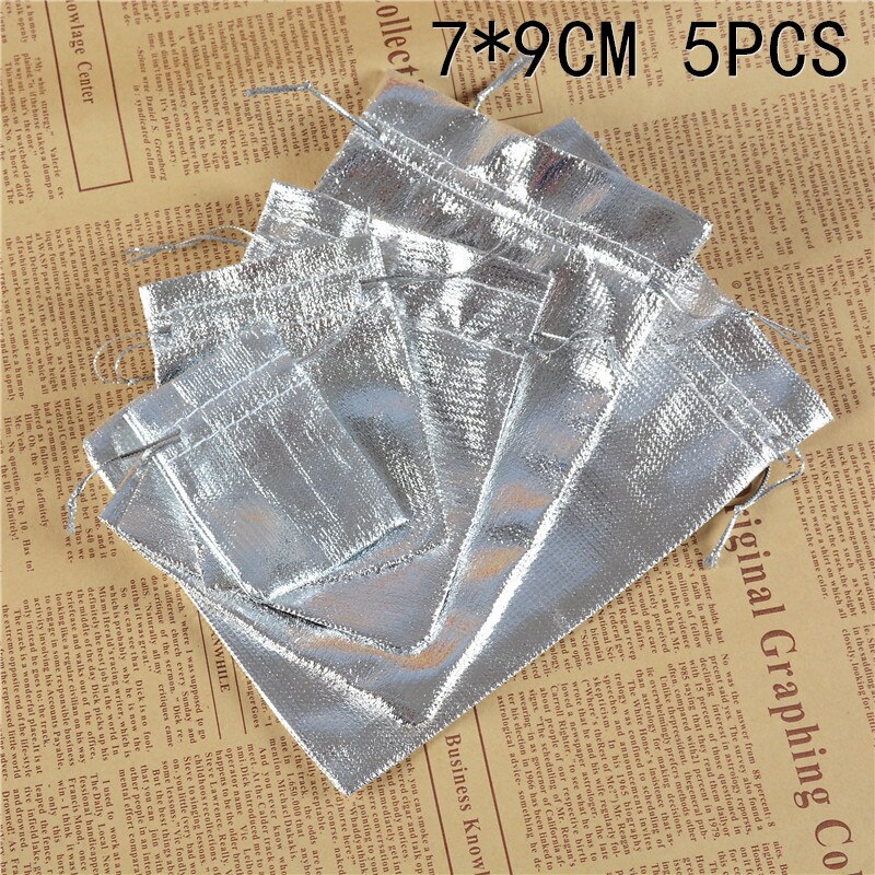 20pcs/bag 7x9cm 5x7cm Adjustable Jewelry Packing Silver/ Gold Colors Drawstring Velvet Bag,Wedding Bags & Pouches: M silver 5PC