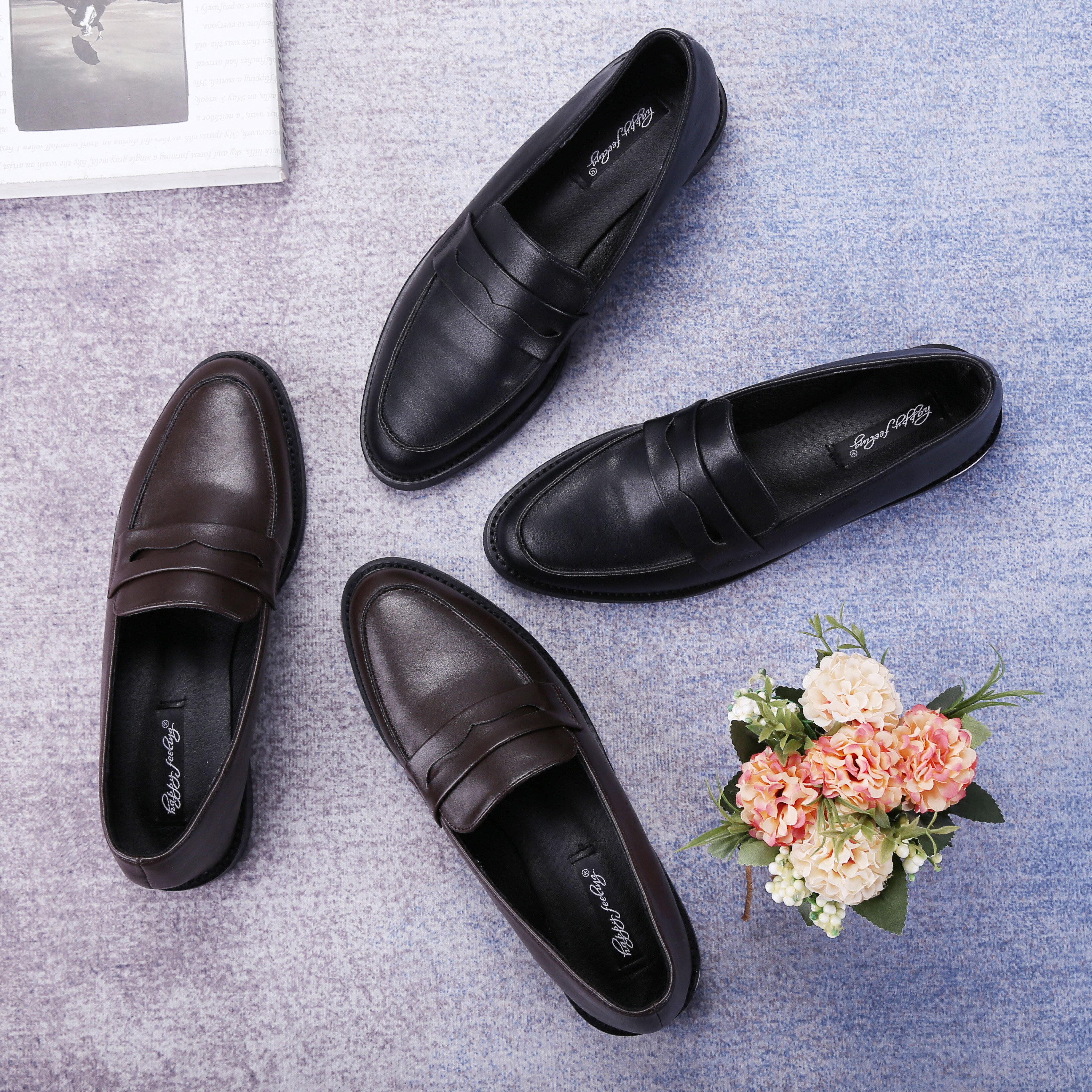 Classique rétro mocassins bout carré femmes sandales en cuir chaussures de mariage bureau NIUFUNI plat bateau chaussures pour femmes Mocasines