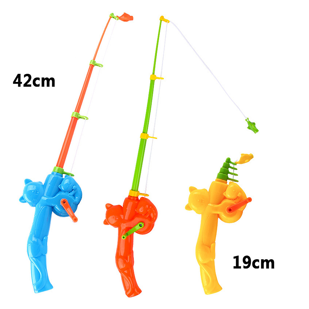 Zomer Vissen Games Kinderen 40 cm Magnetische Vis Hengel Speelgoed Plastic Intrekbare Pole voor Kids Park Vierkante Vissen Speelgoed