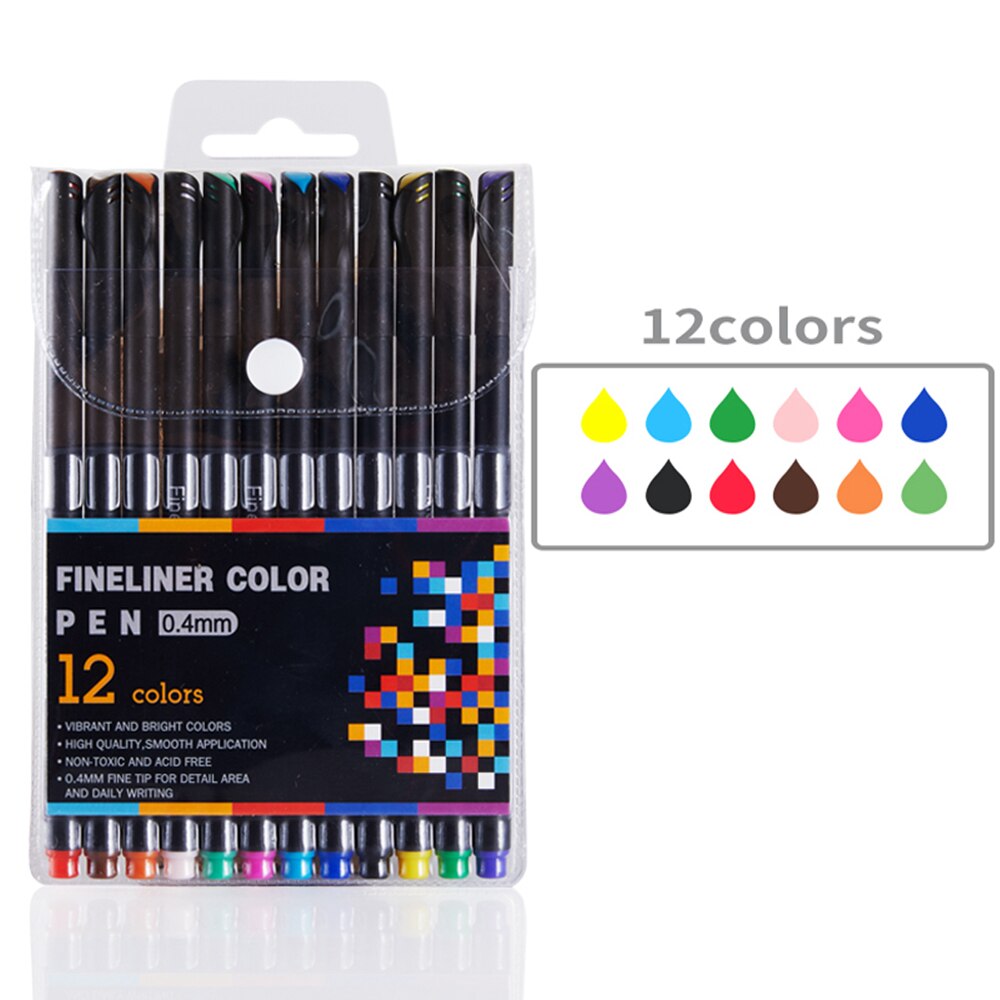 Stylo à pointe en feutre 12/60/100 couleurs, marqueur d'art pour dessin, peinture, ensemble de pinceaux de coloriage à l'eau, ensemble de stylos à double pointe pour l'école: GX-12 color