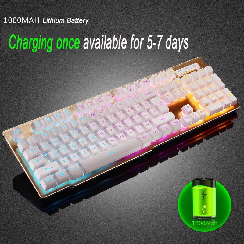MK500 Wireless Keyboard Rechargeable Backlight Gaming Charging Backlight Wireless Keyboard Alloy Panel Suitable for Desktop