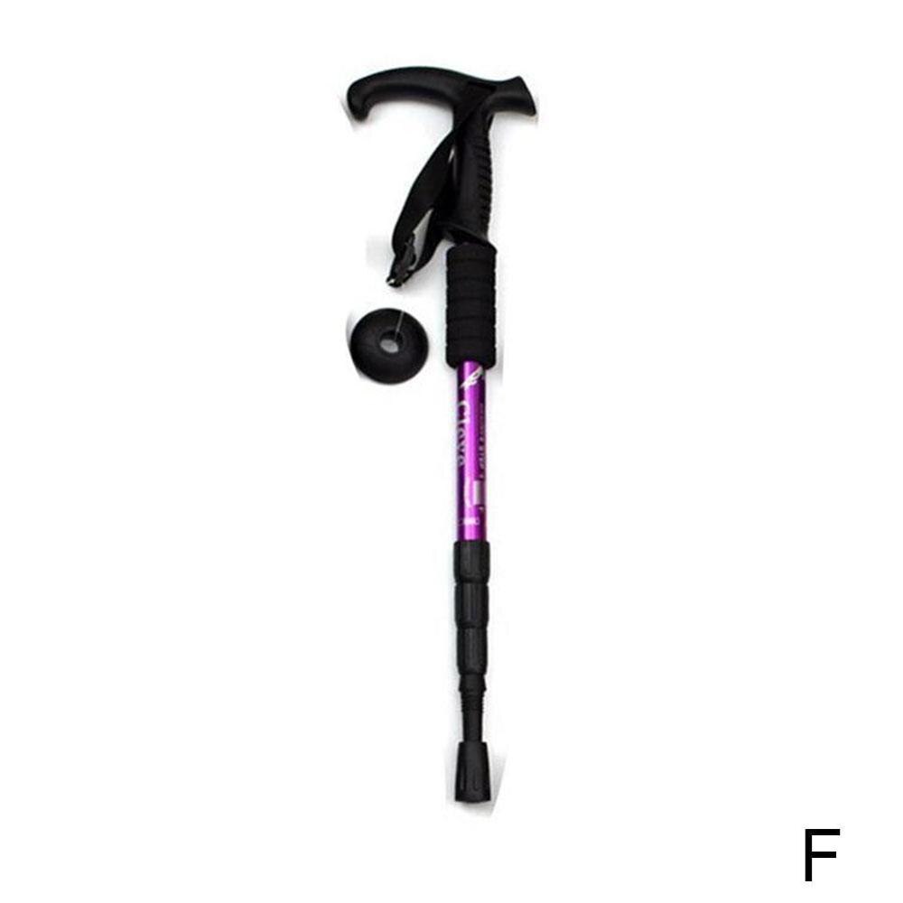 Anti Shock Hike Walking Stick Nordic Walking Cane Aluminum Camp Telescopic Baton Outdoor Hiking Poles Crutches: Purple