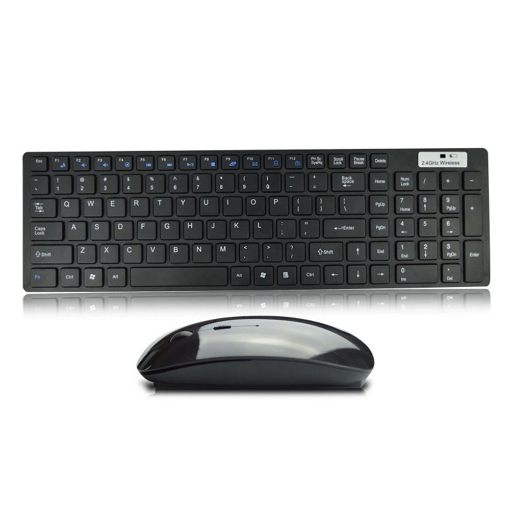 Mini Wireless Keyboard and Mouse Ultra thin White 2.4G Silent Wireless Gaming Keyboard Optical Mouse Set #LR4: black 