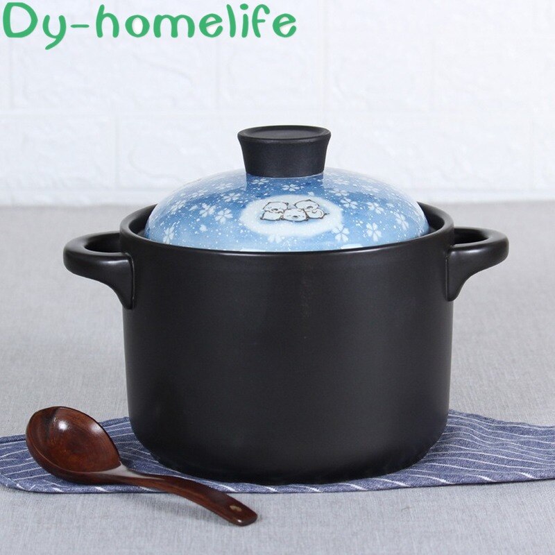 Cazuela de cerámica de varios tamaños japonesa, olla para sopa de cerdo de dibujos animados, resistente al calor, para el hogar