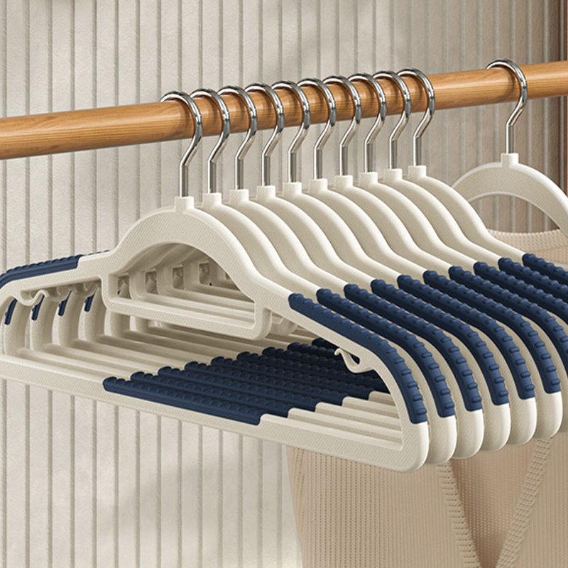 5/10 x robuste, trockene und nasse Kleiderbügel für Mantel und Hosen mit doppeltem, rutschfestem Streifen, für Zuhause, Kleiderschrank, platzsparender Kleidungs-Organizer: Blau / 32