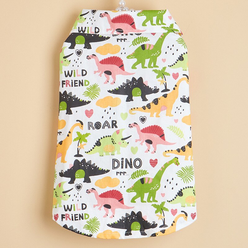 Dinosaurus Patroon Zomer Ademend Hond Kleding Cartoons Kleding Vest Kleding T-shirt Hawaiian Voor Puppy Chihuahua Kat Shirts
