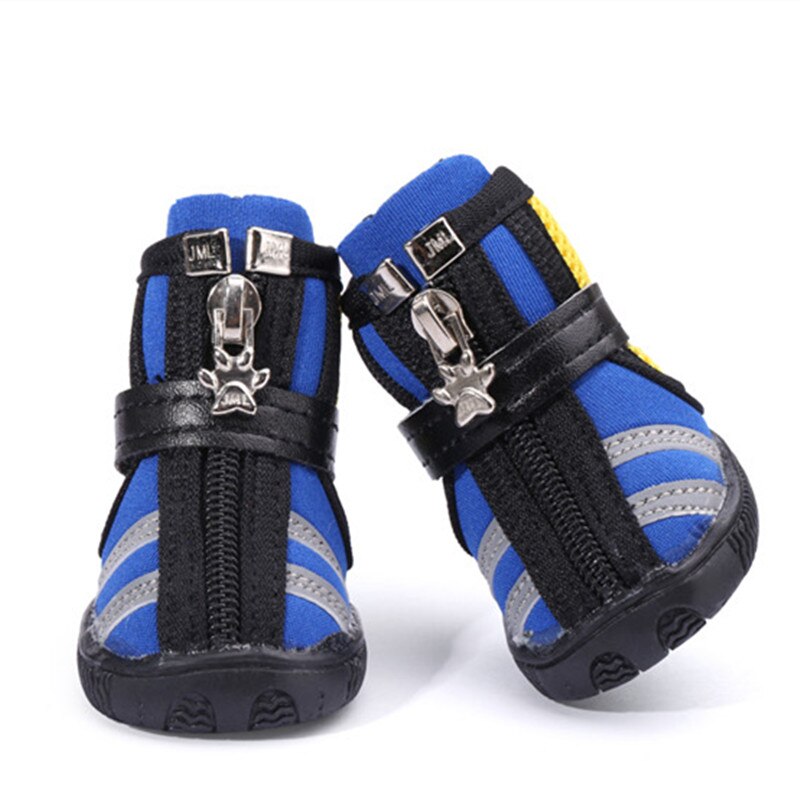 Atmungsaktive Haustier-Hundeschuhe, Frühling und Sommer, kleine Hundeschuhe mit Reißverschlüssen, rutschfeste Hundestiefel für Teddy, Chihuahua: S / Blau