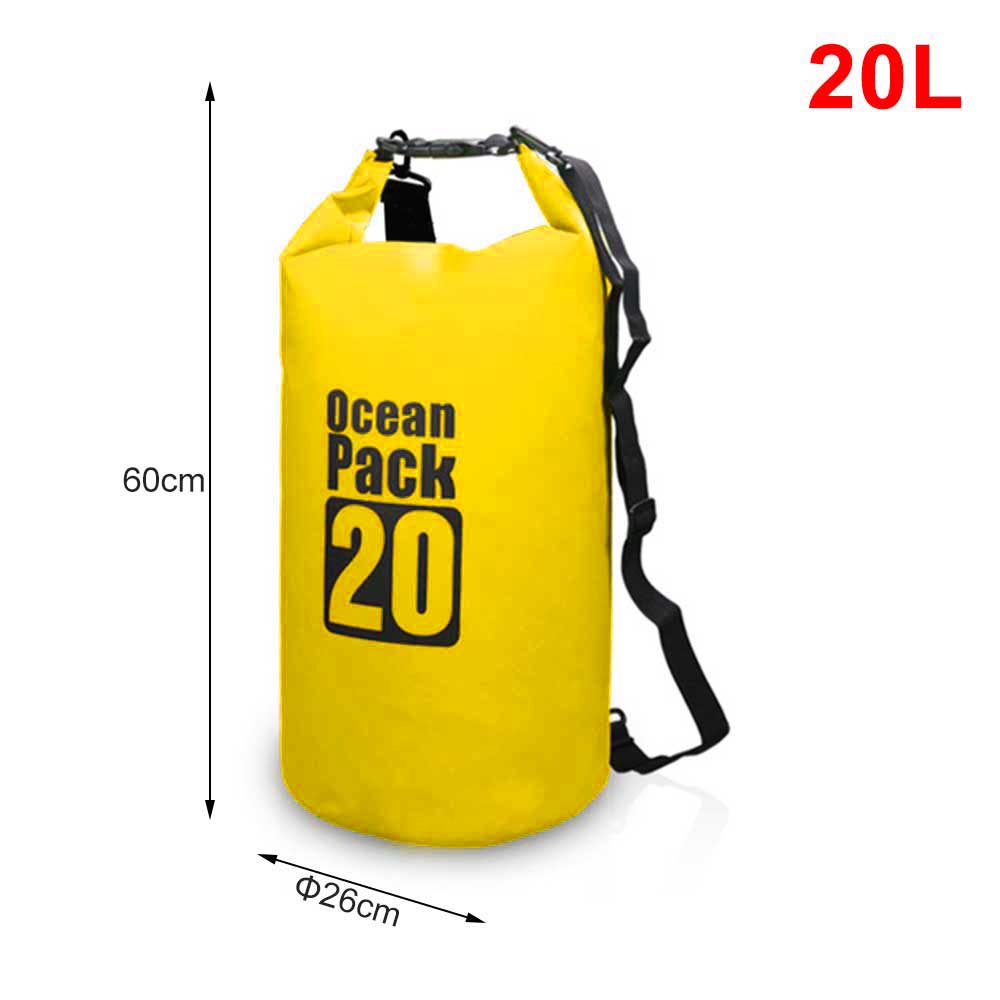 Waterproof Dry Backpack Floating Shoulder Bag Roll Top Sack for Kayaking Rafting Boating River Trekking Swimming Pool Outdoor: Yellow 20L