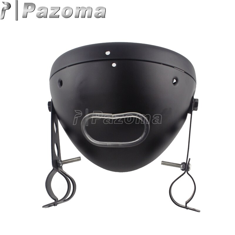 7 Inch Matte Black Motorcycle Headlamp Shell w/ Bracket 7" Round Headlight Housing Bucket For Harley Cafe Racer Chopper Bobber: Matte Black