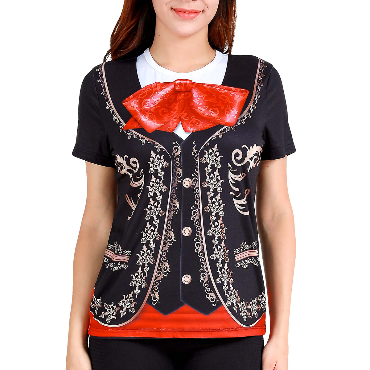 Femmes Mariachi t-shirts graphique à manches courtes Fiesta mexicaine Costume Festival musical Halloween mexique thème fête célébrant