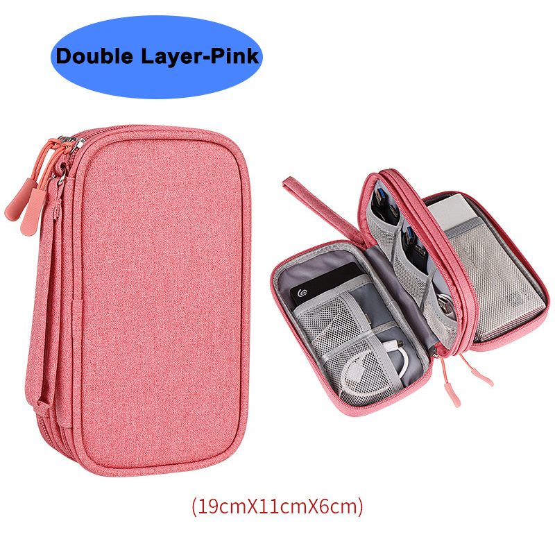 Waterproof Carrying Pouch Electronics Organizer Bag Travel Bag Universal Cable Organizer Electronics Storage Bag Accessories: kaki foncé