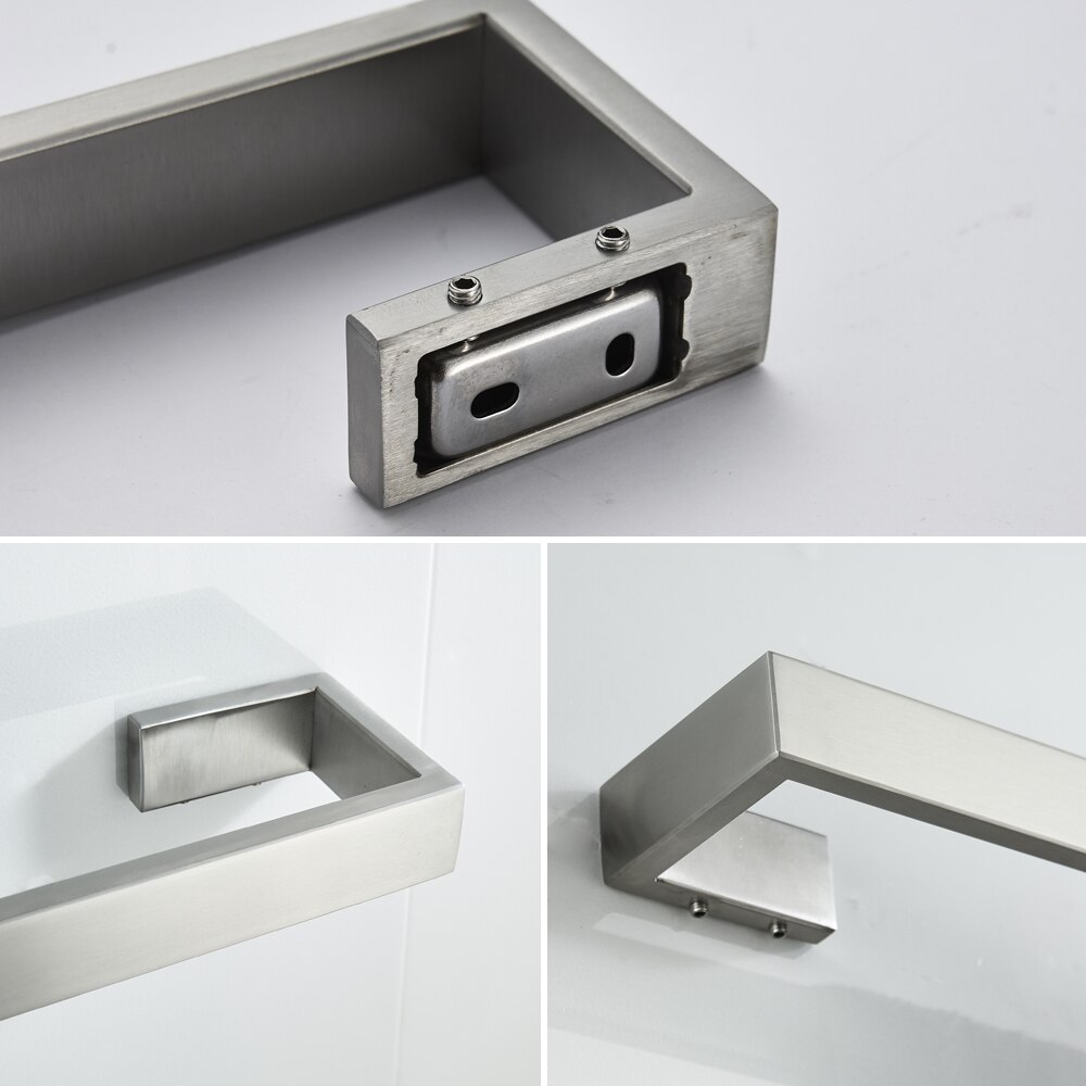 Set de accesorios para el baño de POIQIHY 304 SUS, ganchos cuadrados para batas, colgador de barra de toalla, soporte de papel higiénico de níquel cepillado con montaje en pared