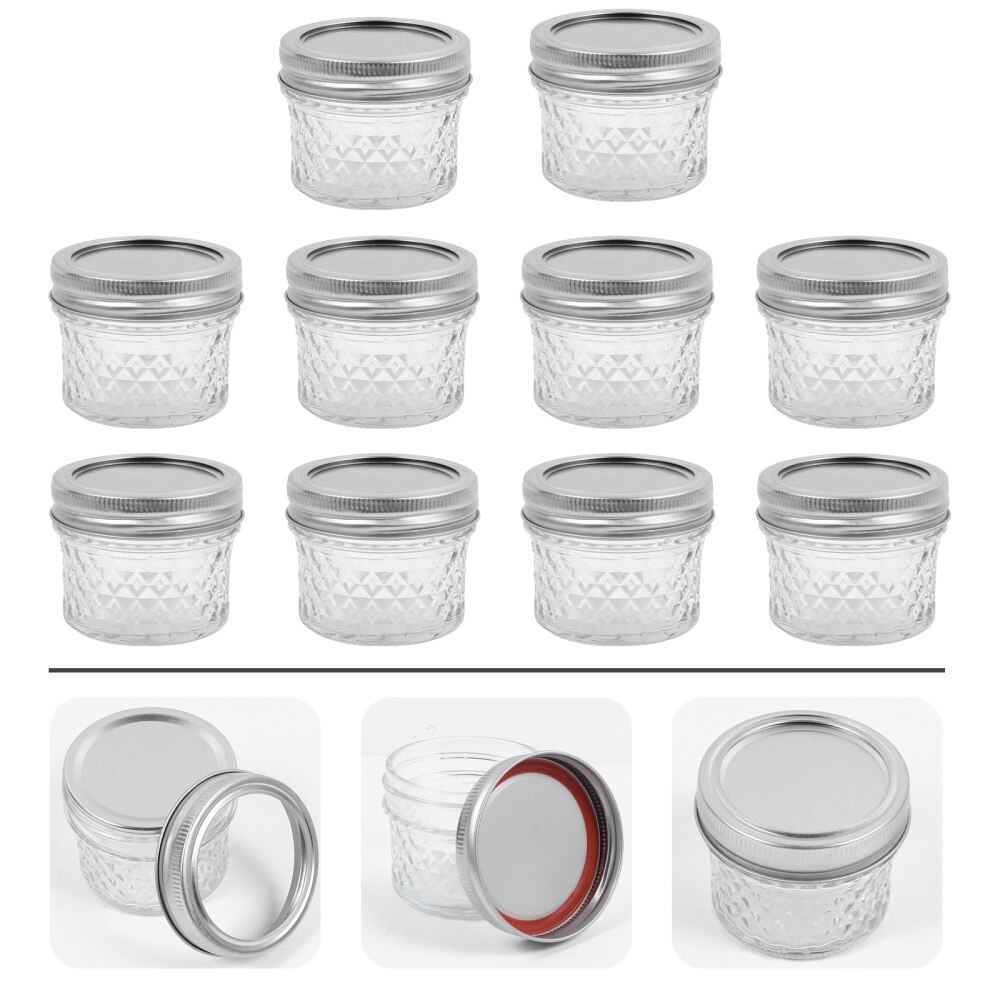 Tarros de vidrio para mermelada, botellas de almacenamiento de cocina, transparentes, 100ml, 10 Uds.