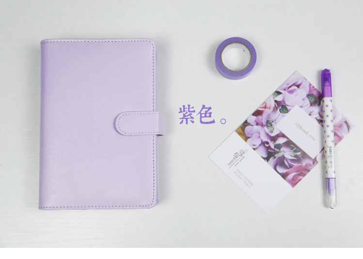 Macaron læder spiral notesbog original kontor personlig dagbog / uge planlægger / dagsorden arrangør søde ring papirvarer bindemiddel  a5 a6: Lavendel / A6