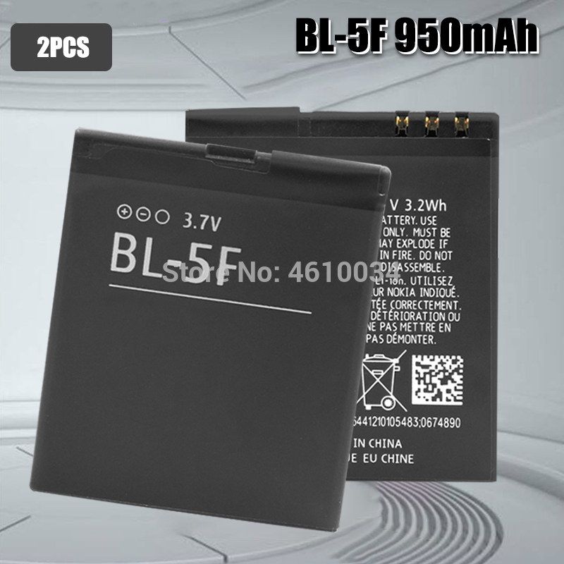 950mAh BL 5F BL-5F Battery For Nokia N95 N96 N98 N99 N72 N78 N93i 6290 E65 6290 6210S/N 6710N N95 C5-01 E65 X5 Battery BL5F: 2pcs