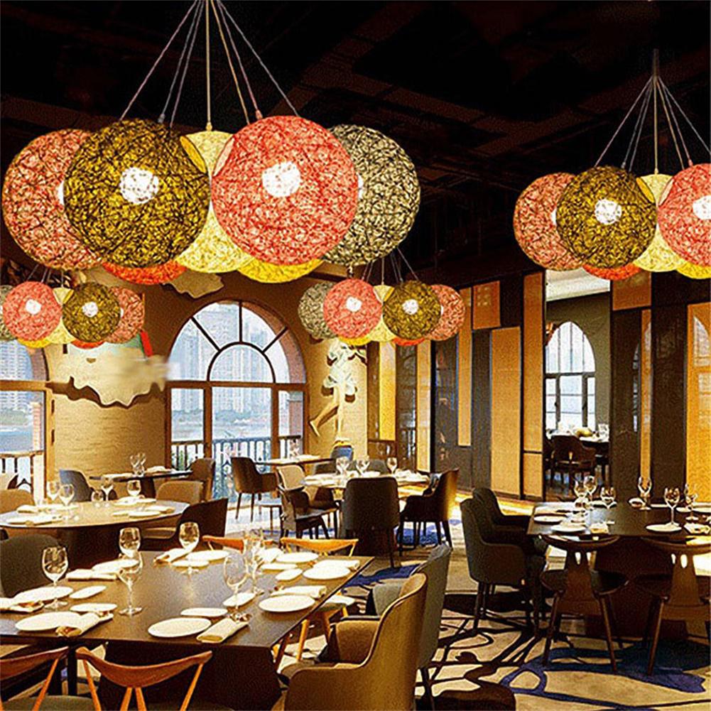 Round Concise Hand-woven Rattan Vine Ball Pendant Lampshade Light Lamp Shades Light Accessories(15cm Diameter)