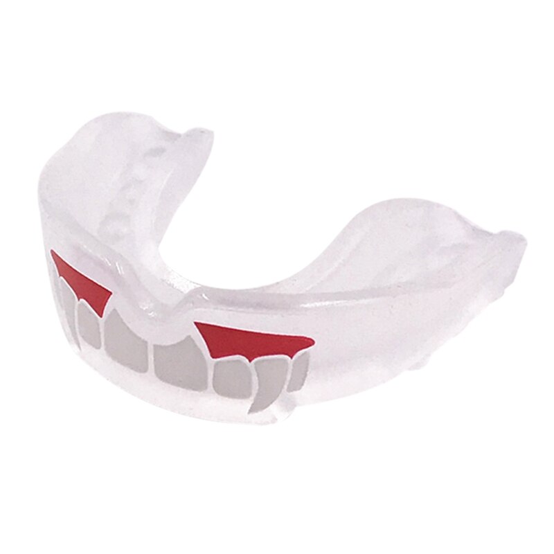 Mundschutz Zahn Gedruckt Lebensmittel Grade EVA Oral Zähne Sicherheit Protector Outdoor Boxen Fußball Training Zubehör ZH: WHITE