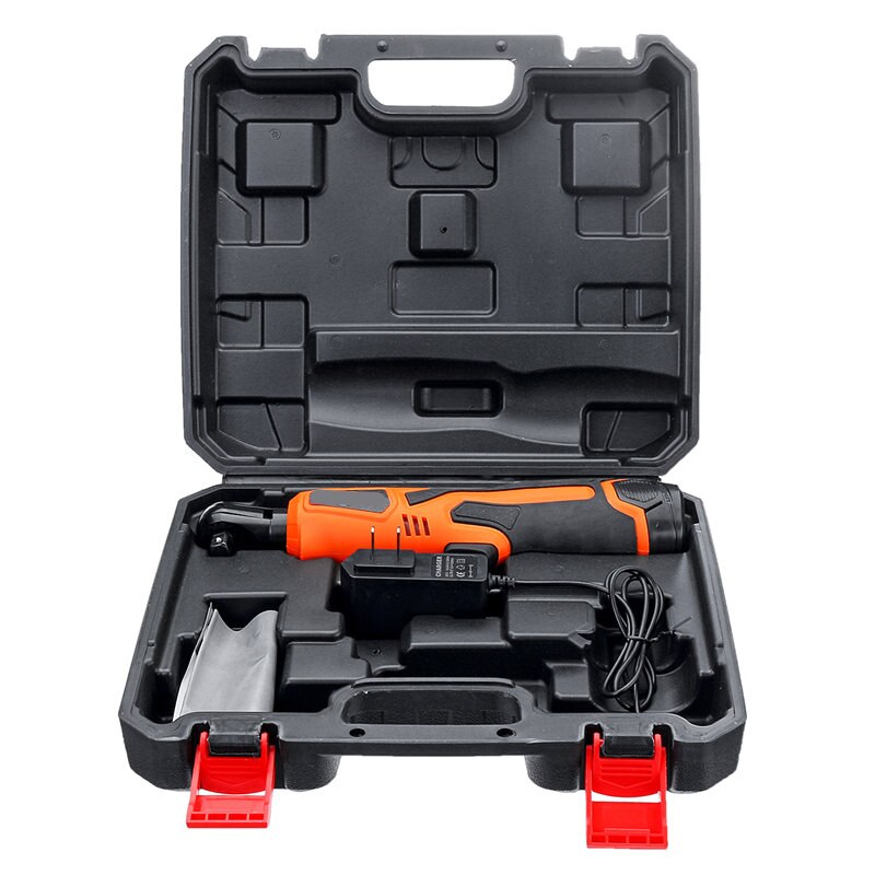12V 90N.m Cordless Electric Wrench 3/8" Ratchet Rechargeable Scaffolding Right Angle Wrench Tool with 1/2 Battery Charger Kit