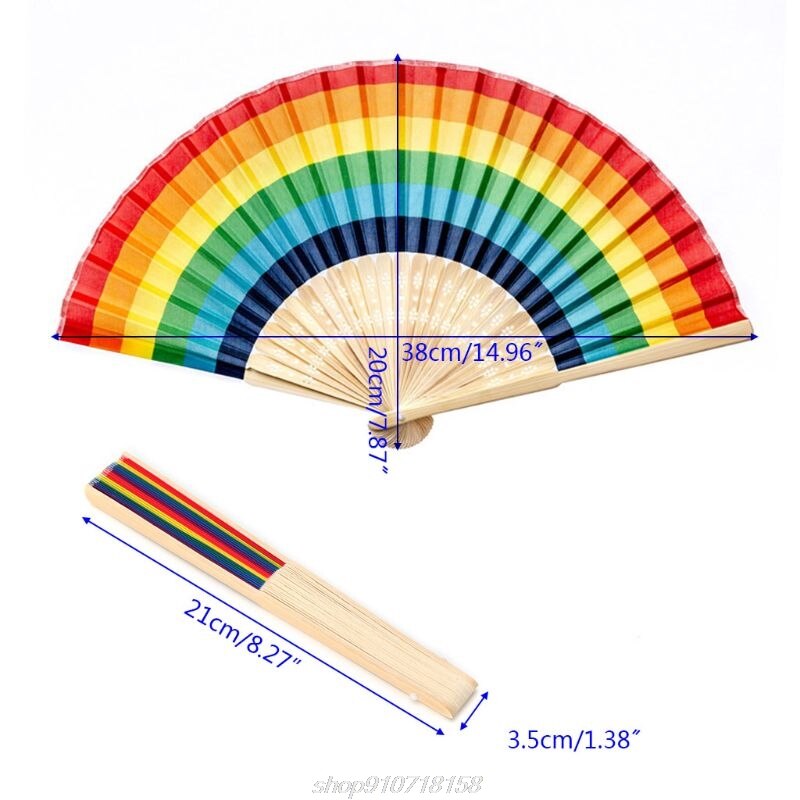 Zomer Regenboog Handheld Folding Fan Voor Wedding Party Decoratie Festival Dans Benodigdheden A23 21