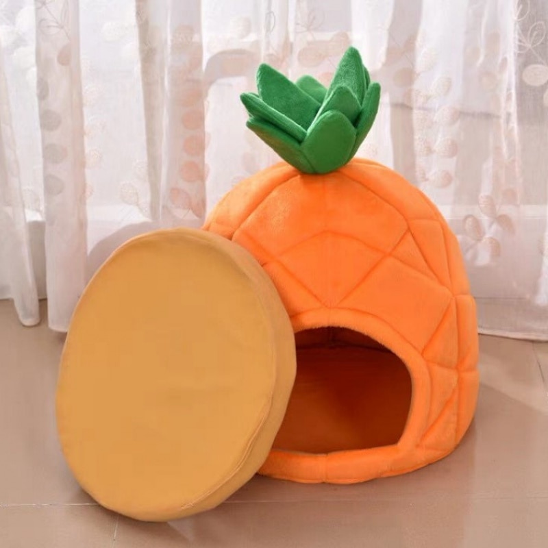 Haustier Hund Bett Kreative Ananas Warme Weiche Zwinger Obst Katze Hund Haus Schlafen Pad Ebene Welpen Höhle Schlaf matt Obst Haustier Nest