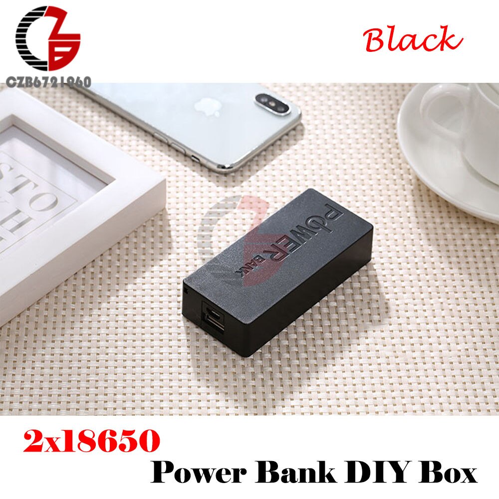 1x 2x 18650 usb powerbank batterioplader gør-det-selv-boks etui mobil esp 32 esp 32s strømforsyning lademodul skjold til iphone: 2x 18650 sort