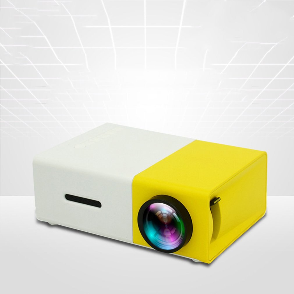 Gul hvid farve hjem mini-projektor 1080p yg300 led projektion flere enhedstilslutninger hd underholdning bærbar