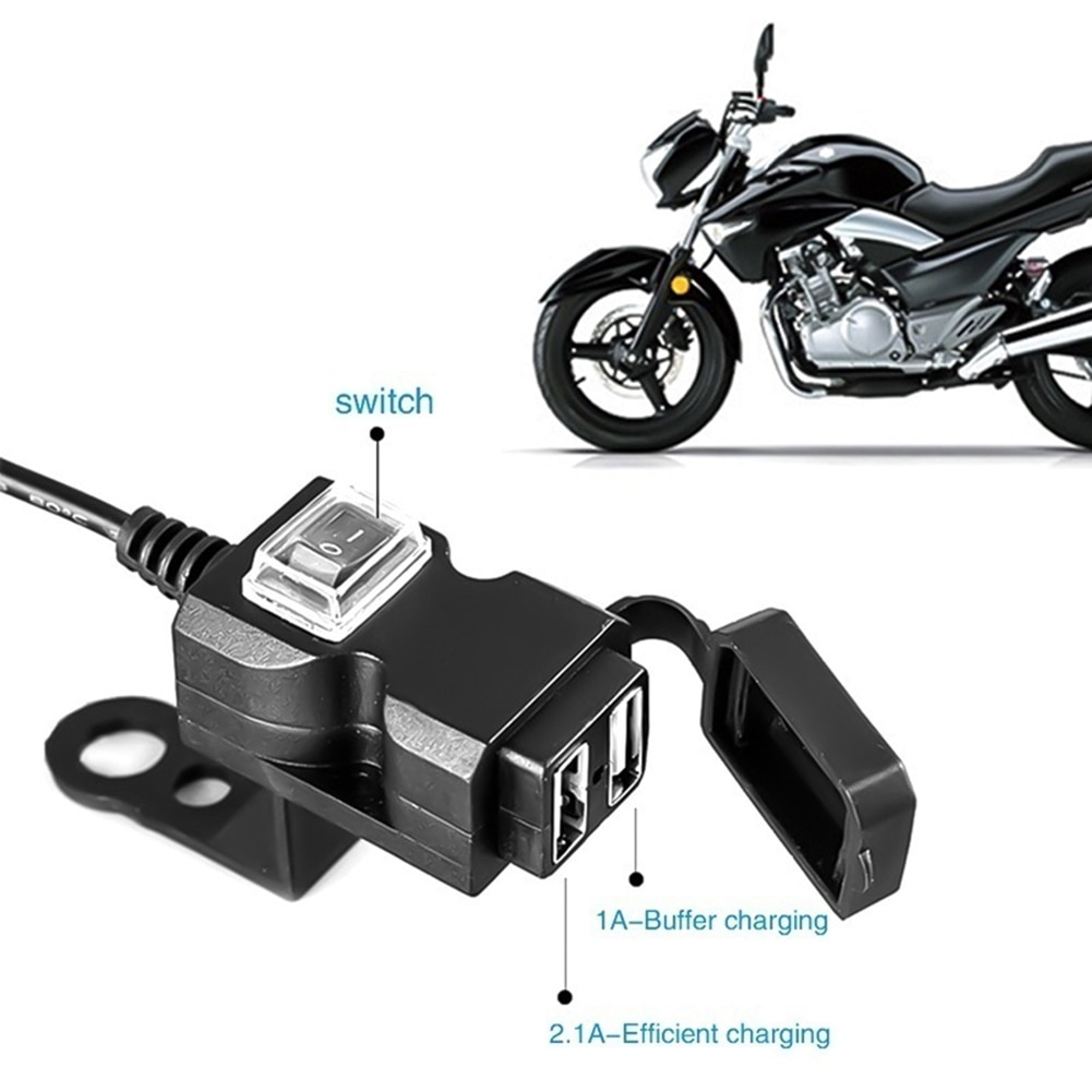12-24v/9-90 vthe newdual usb port vandtæt motorcykel motorcykel styr oplader adapter strømforsyning til telefon mobil
