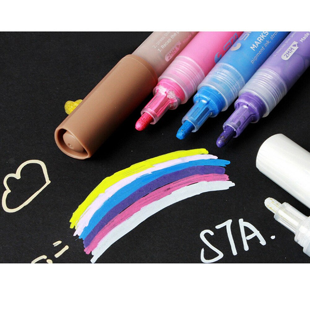 12Pcs Waterproof Acrylic Markers Highlighter Painting Marker Drawing Writing Pen