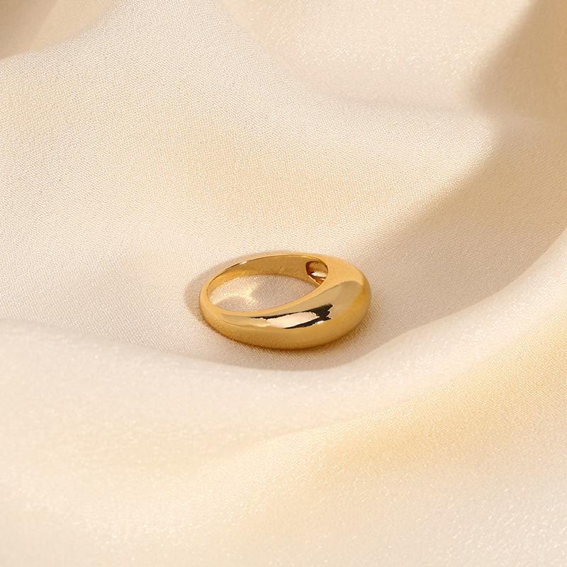 18K PVD Gold Plated Stainless Steel Rings Chunky Smooth Dome Rings For Women Girls Waterproof Jewelry Party