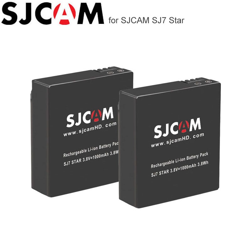 2Pcs Sjcam SJ7 Ster Batterij 1000Mah Oplaadbare Li-Ion Batterij Voor SJ7 Ster Sport Actie Camera Accessoires