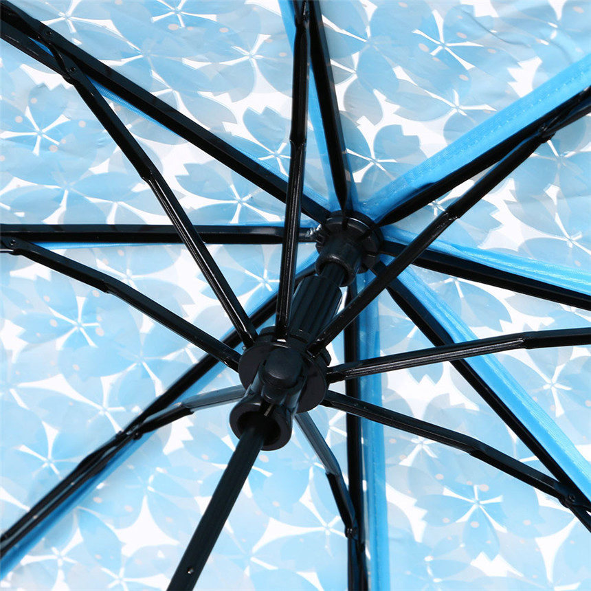 Transparent Umbrellas For Protect Against Wind And Rain Clear Sakura 3 Fold Umbrella Clear Field Of Vision Household Rain Gear