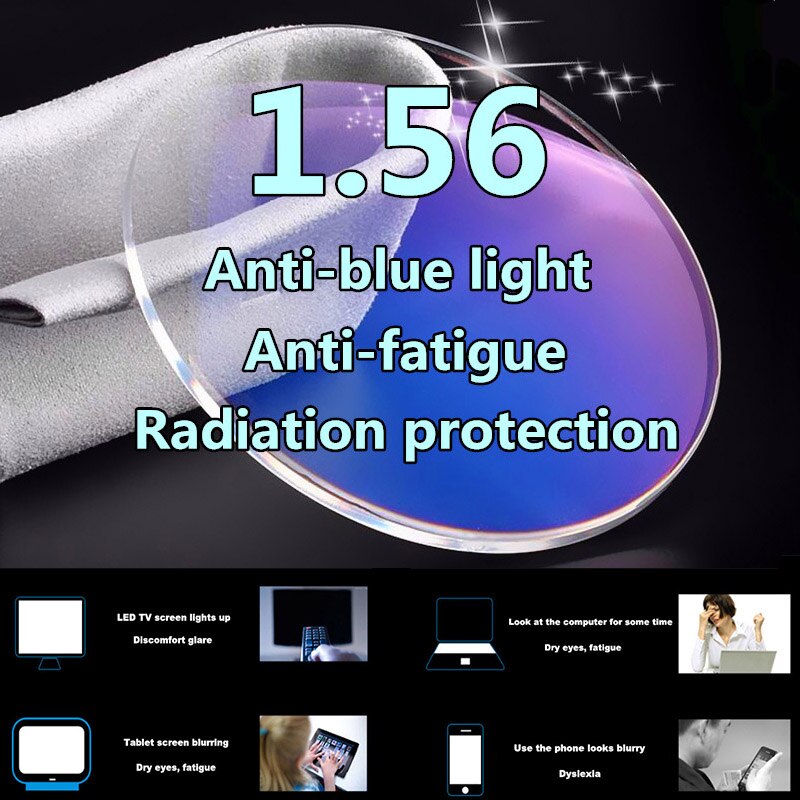 1.56 1.61 1.67 1.74 Lente Asférica anti scratch prescrição Óptica lente azul claro Anti radiação anti fadiga lentes fotocromáticas: 156 anti-blue light