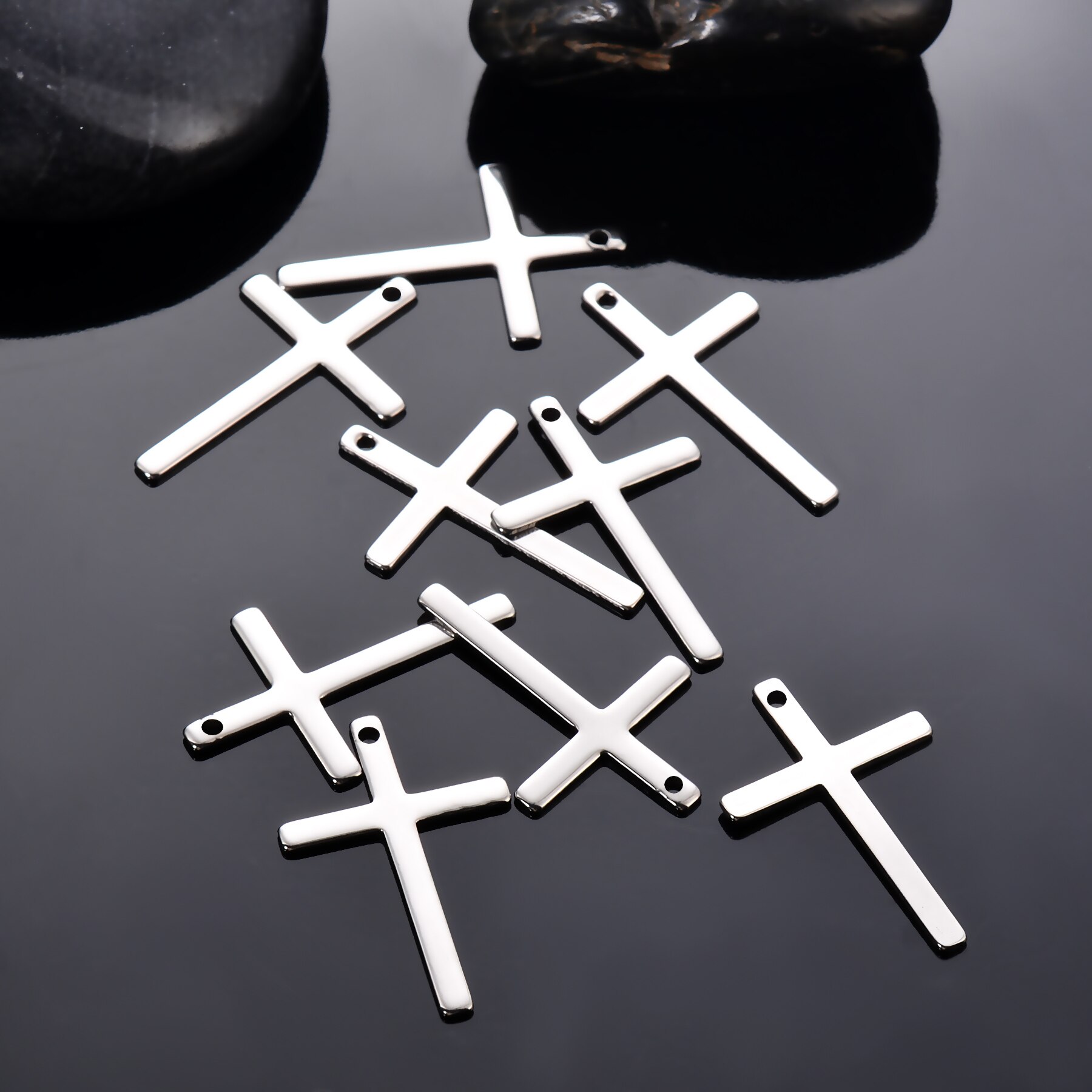 Stainless Steel 16*25mm Cross Charms Jewelry Making DIY Pendant Bracelet Handmade Accessories 50Pcs/lot