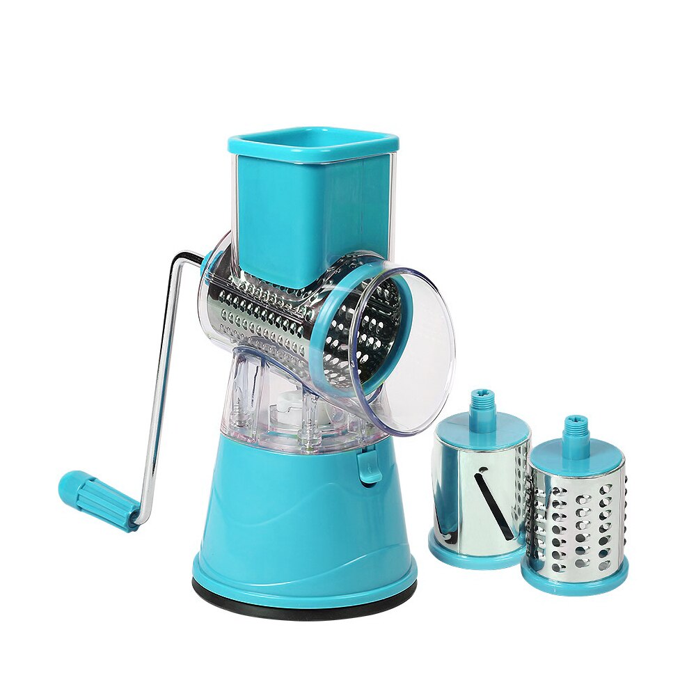 Vegetable Cutter Round Slicer Potato Carrot Cheese Shredder Food Processor Vegetable Chopper kitchen Roller Gadgets Tool: blue