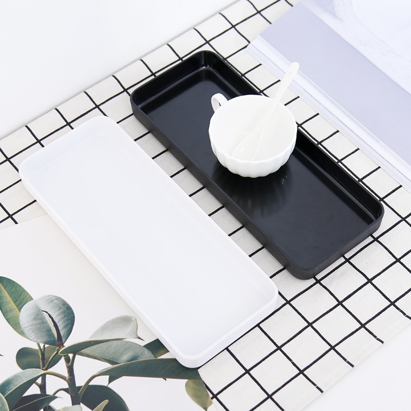 Plateau rectangulaire en plastique | Petit plateau rectangulaire, plateau à thé en plastique, salon tasse d'eau domestique, assiette marmite créative personnalité nordique, assiette étroite