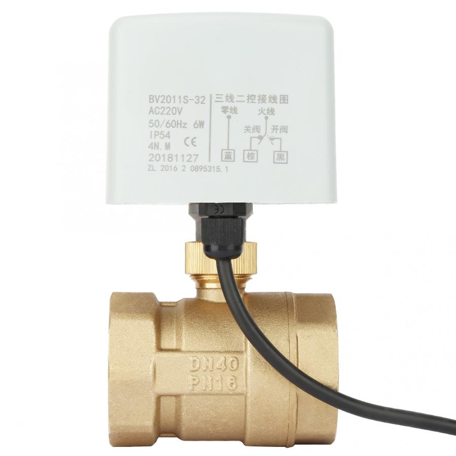 AC220V DN40 1-1/2" 2-Way 3-Wire Brass Electric Motorized Ball Valve Plumbing tools