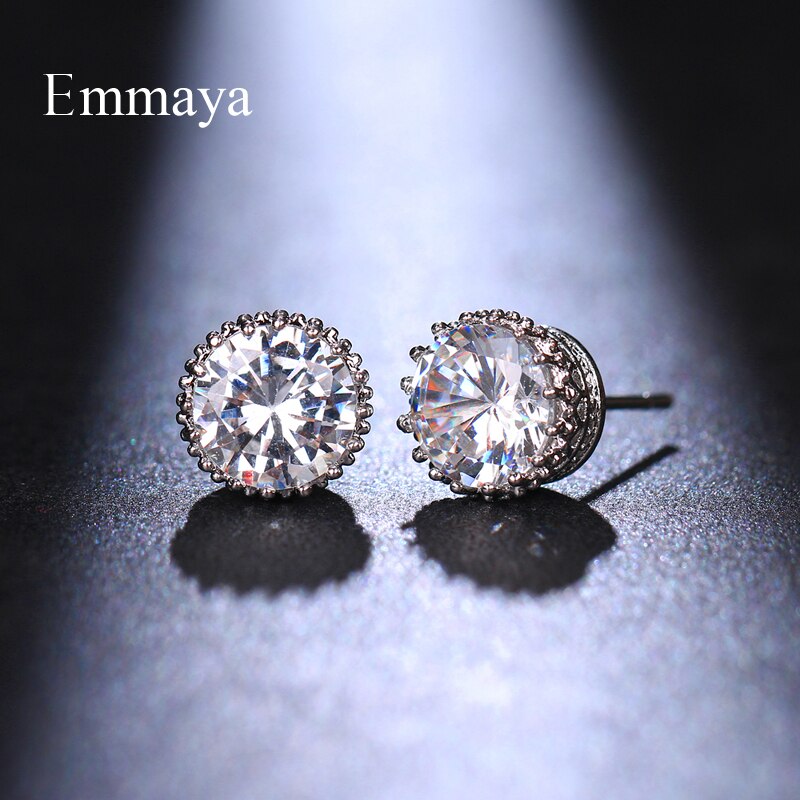 Emmaya Classis Serie Tiny Ronde Vorm Oorbel Voor Vrouwen Leuke Decoratie In Banket Delicate Zirconia Sieraden Drie Kleur: white